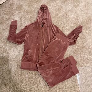 Pink Velour Set - Y2K White Mark Velour Trackset Loungewear